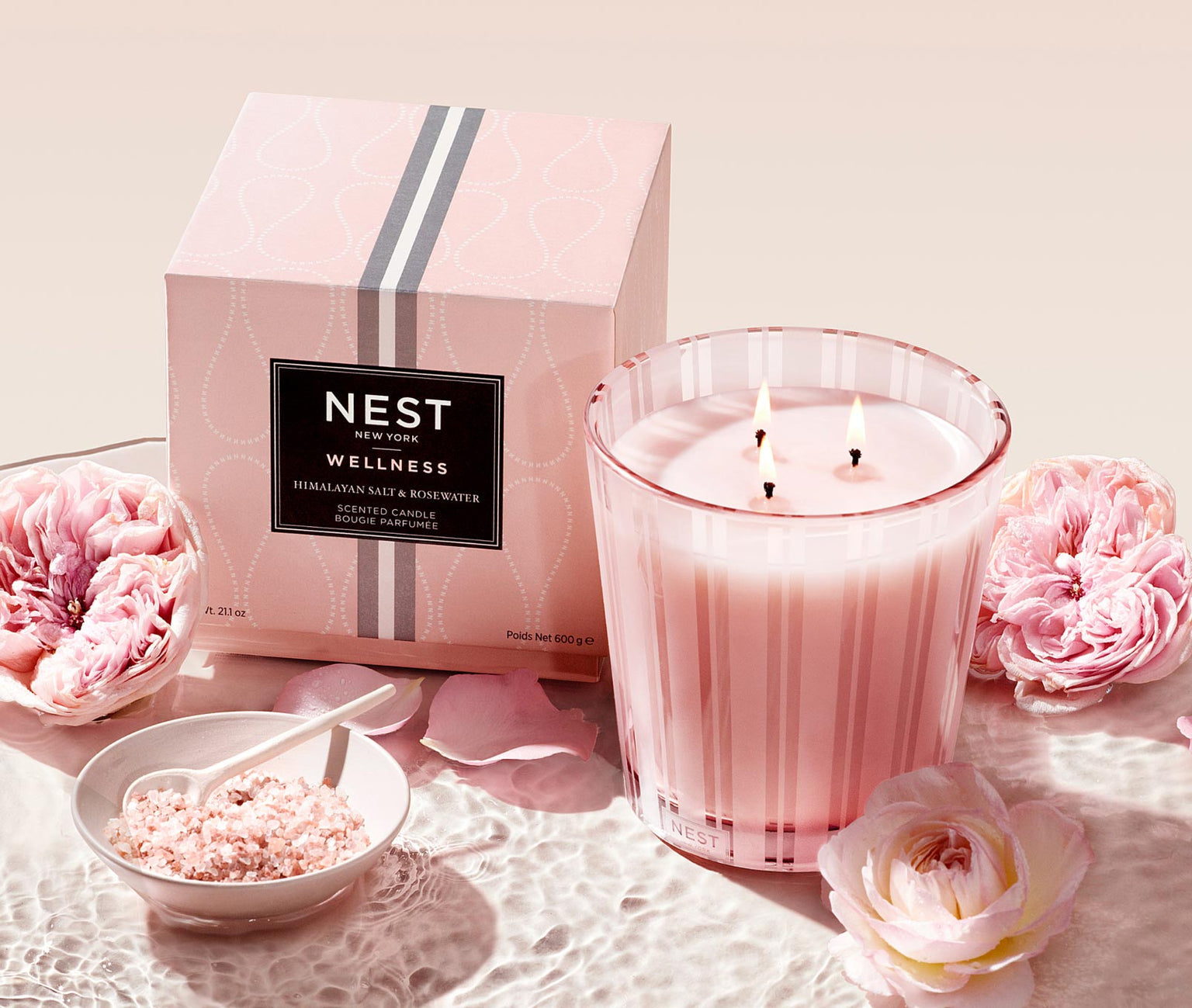 Himalayan Salt & Rosewater 3 Wick Candle