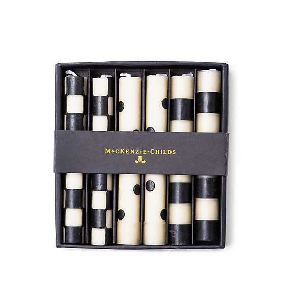 Mini Black & Ivory Dinner Candles, Set of 6