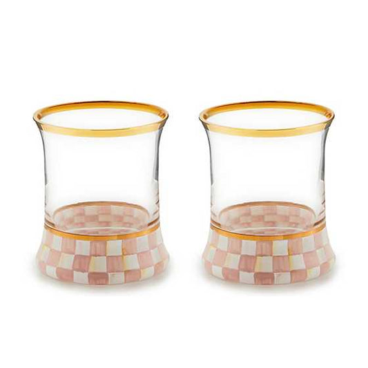 Rosy Check Tumbler Glass, Set of 2