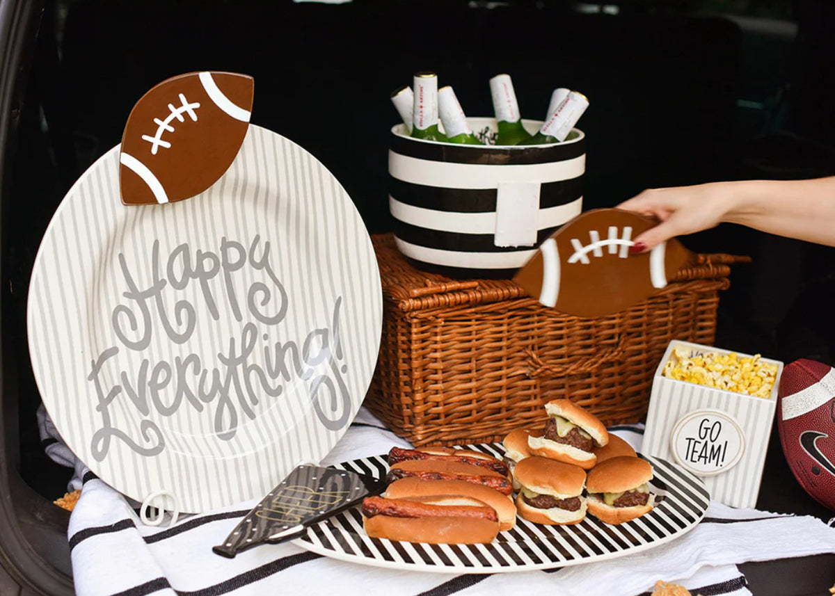 Stone Skinny Stripe Big Happy Everything! Round Platter