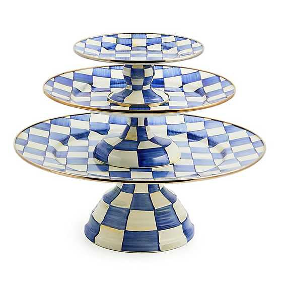 Royal Check Enamel Pedestal Platter - Mini