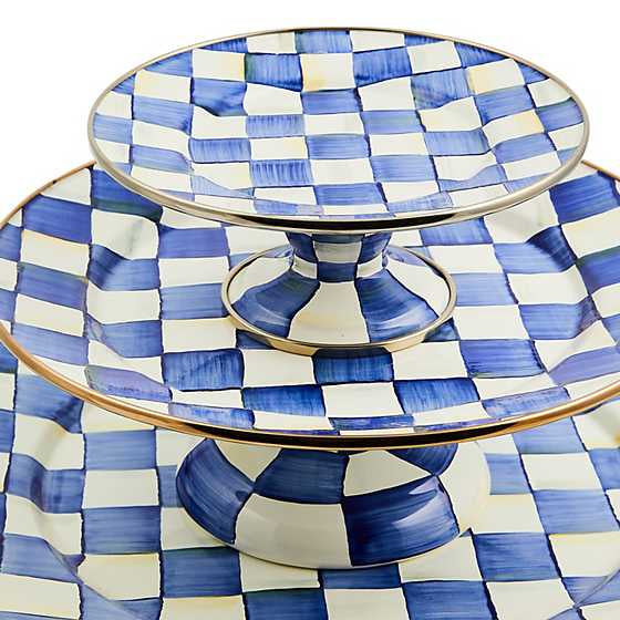 Royal Check Enamel Pedestal Platter - Mini