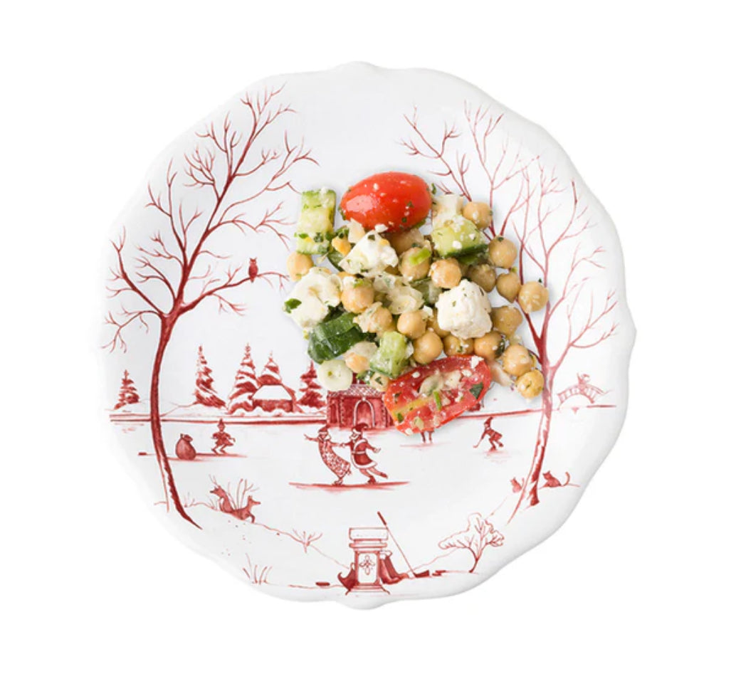 Country Estate Winter Frolic Melamine Dessert/Salad Plate Set/4