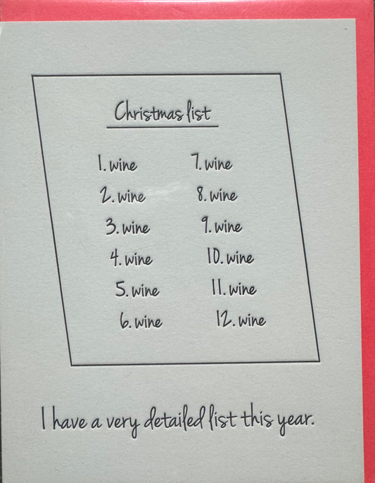 Christmas List Wine Card