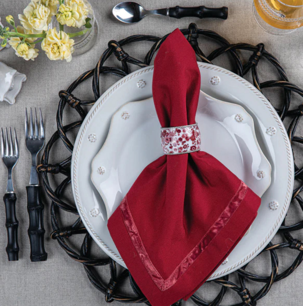 Velvet Trim Ruby Napkin