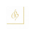B Hemstitch Script Single Initial Paper Cocktail Napkins - 20 Per Package