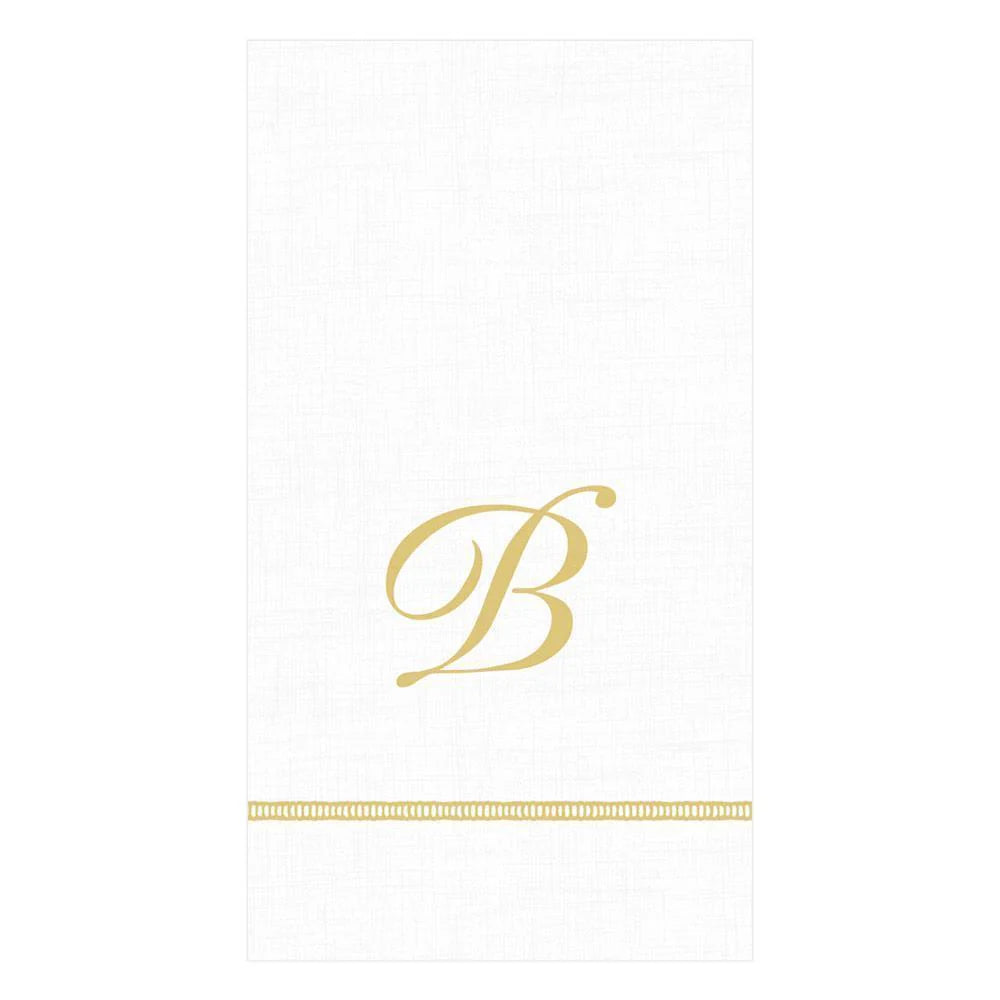 B Hemstitch Script Single Initial Paper Guest Towel Napkins 15 pack