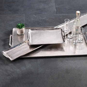 Rectangular Aluminum Tray with Handles - Long