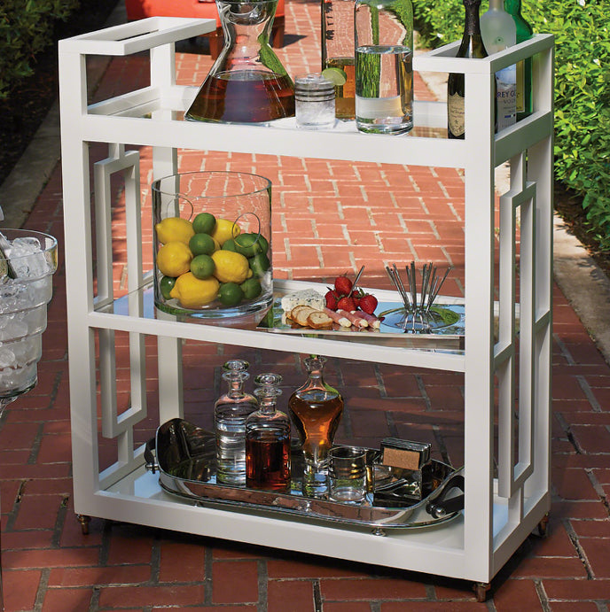 Grid Block Bar Cart-White