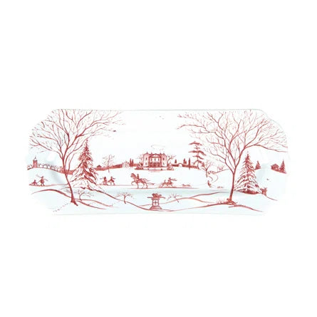 Country Estate Winter Frolic Ruby Gift Tray Merry Christmas