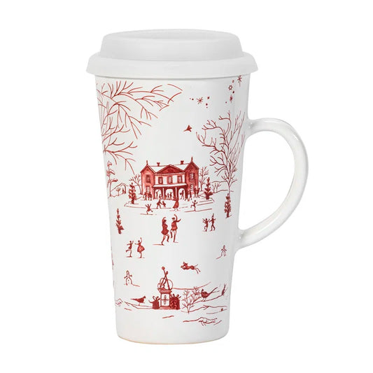 Country Estate Winter Frolic Travel Mug with Silicone Lid