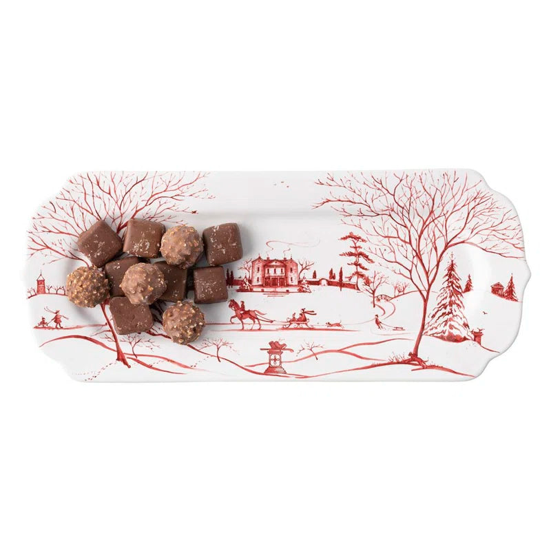 Country Estate Winter Frolic Ruby Hostess Tray Main House