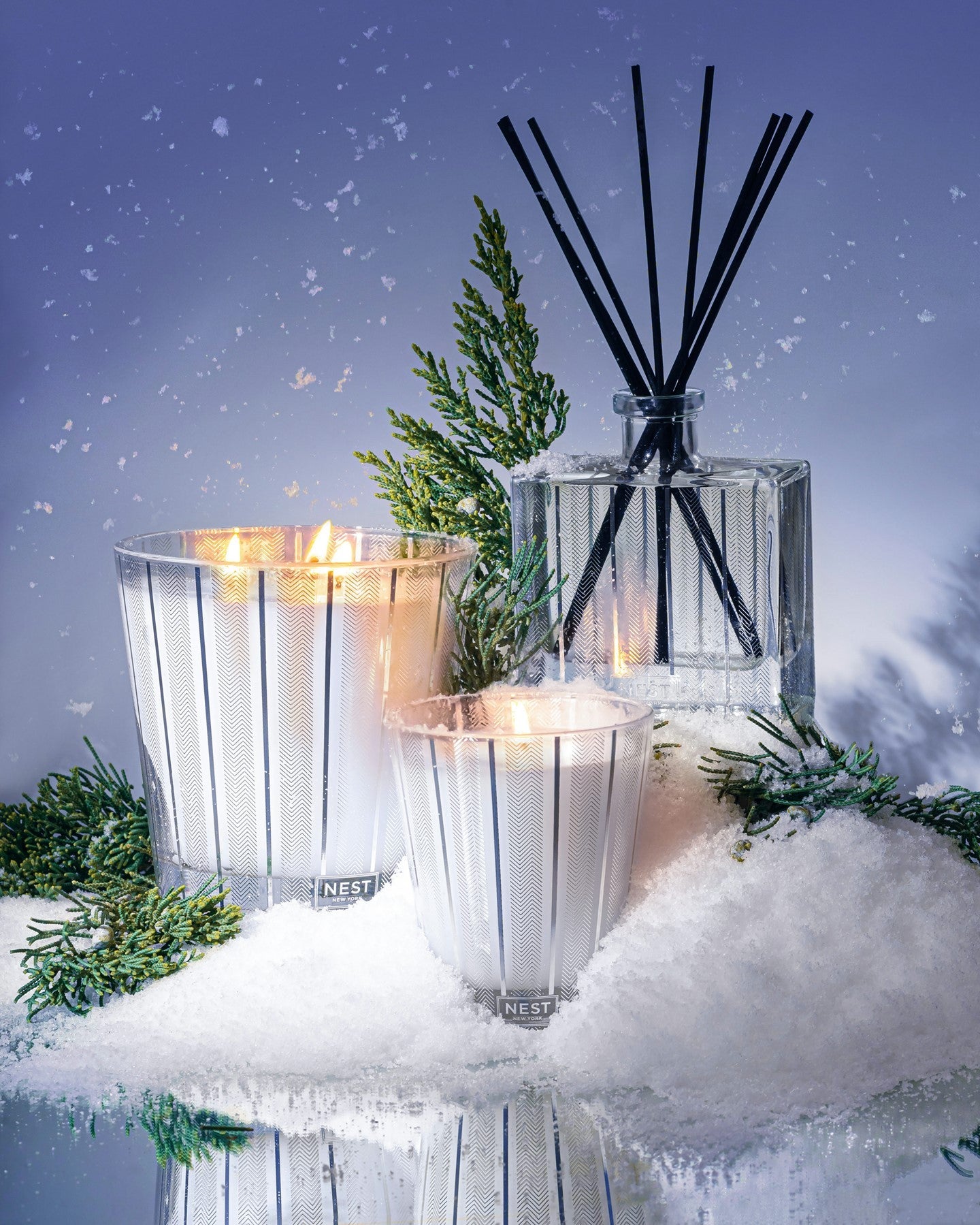 Blue Cypress & Snow Scented 3-Wick Candle