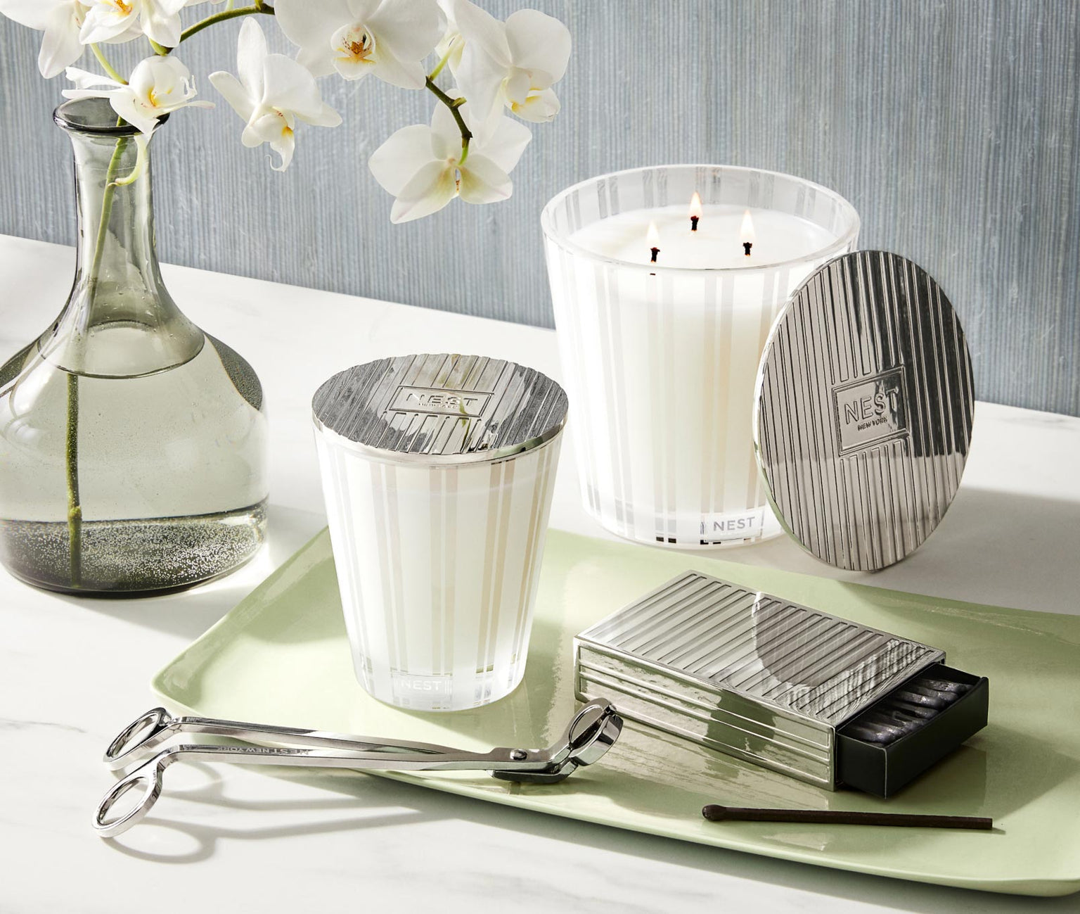 Silver Matchbox Holder Set
