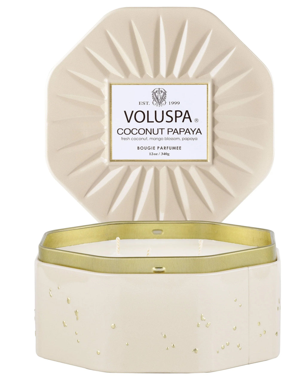 Coconut Papaya Octagon Tin Candle