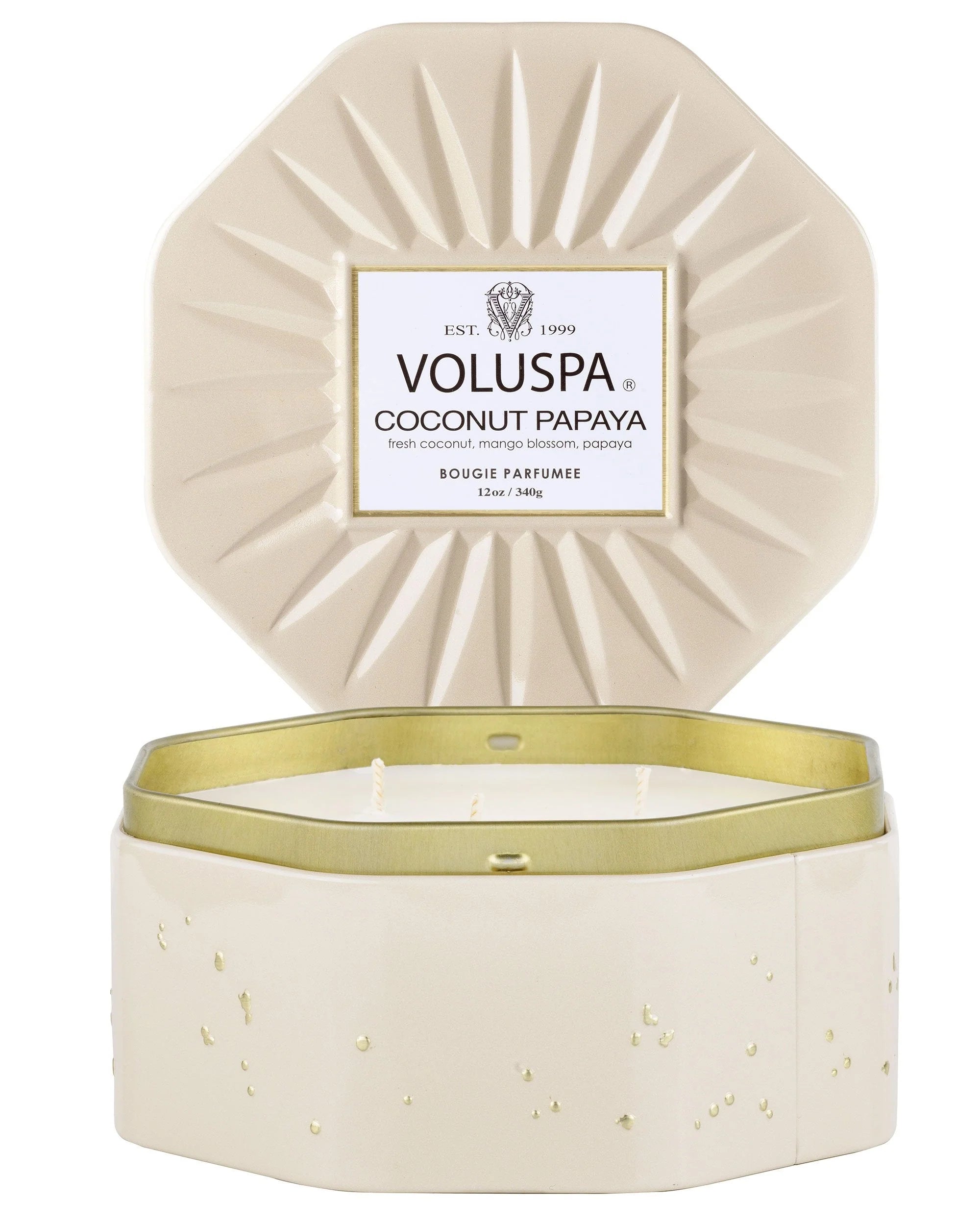 Coconut Papaya Octagon Tin Candle