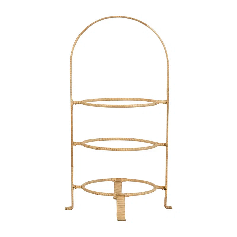 Provence Rattan Three Tiered Plate Server - Whitewash