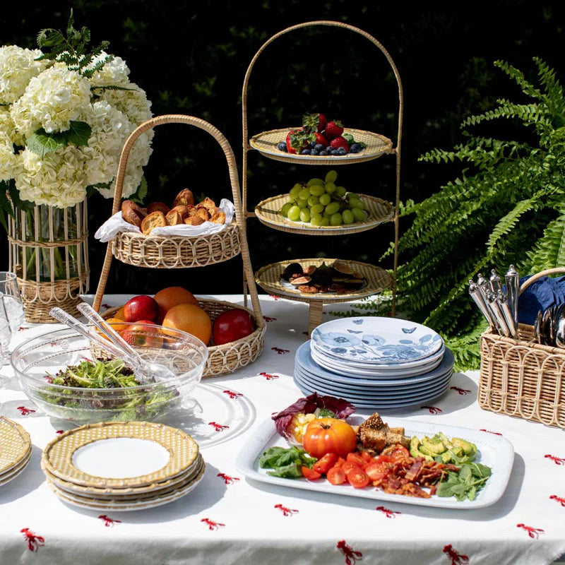 Provence Rattan Three Tiered Plate Server - Whitewash