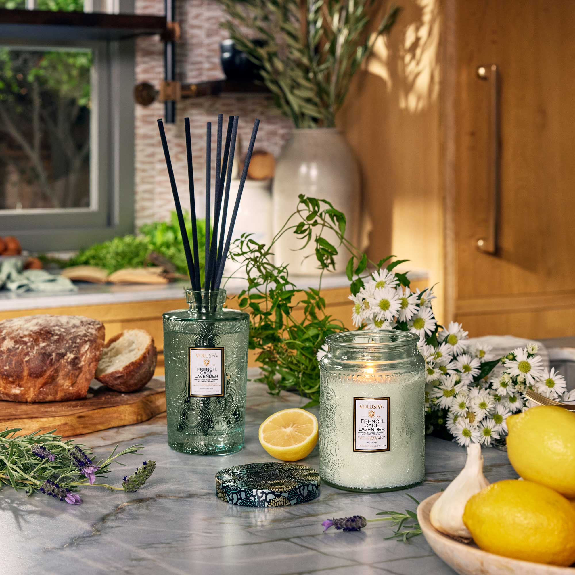 French Cade Lavender Large Glass Jar Candle