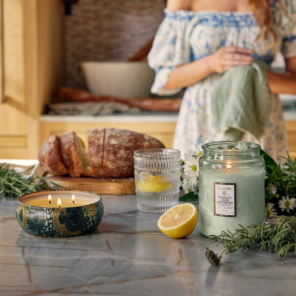 French Cade Lavender Large Glass Jar Candle