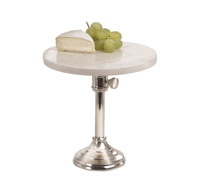 Large Marble & Nickel Adjustable Cake Plate 12"