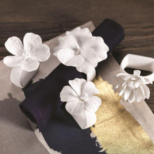 Assorted Bone China Flower Napkin Rings