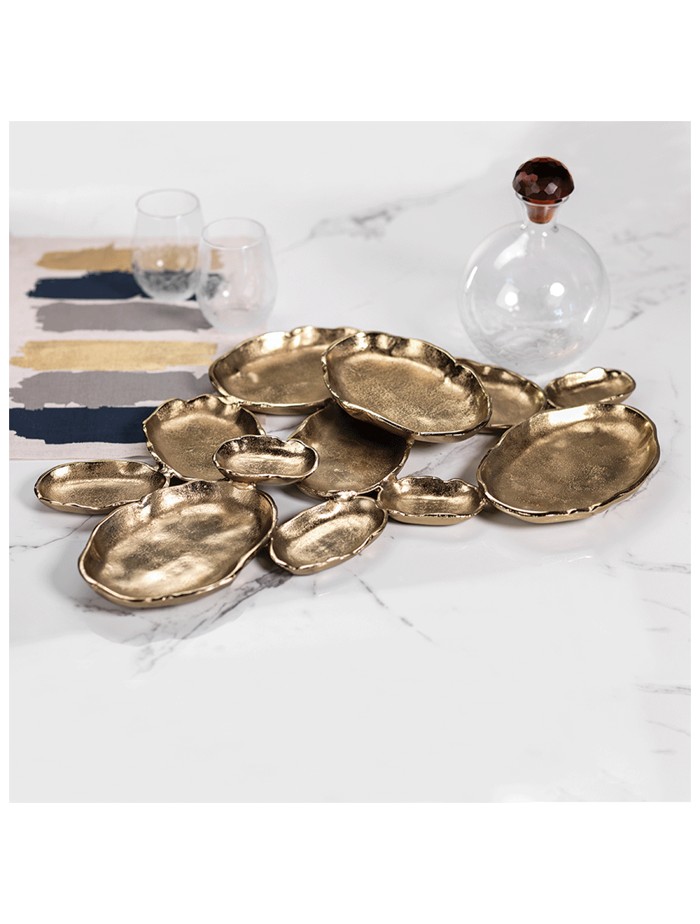 Cluster of Twelve Round Serving Bowls Gold