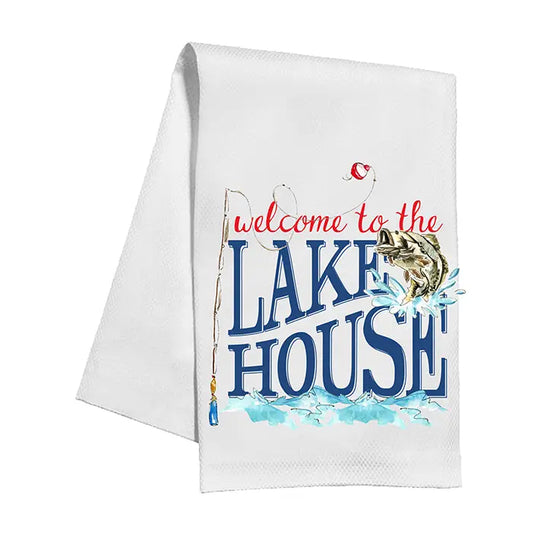 Welcome to the Lake House Fish on the Line Kitchen Towel