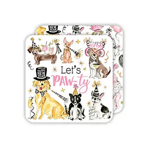 Let's Paw-ty New Years Pooches Paper Coasters