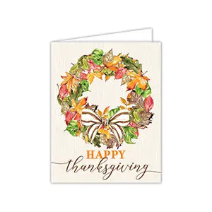 Happy Thanksgiving Autumn Leaf Wreath Greeting Card