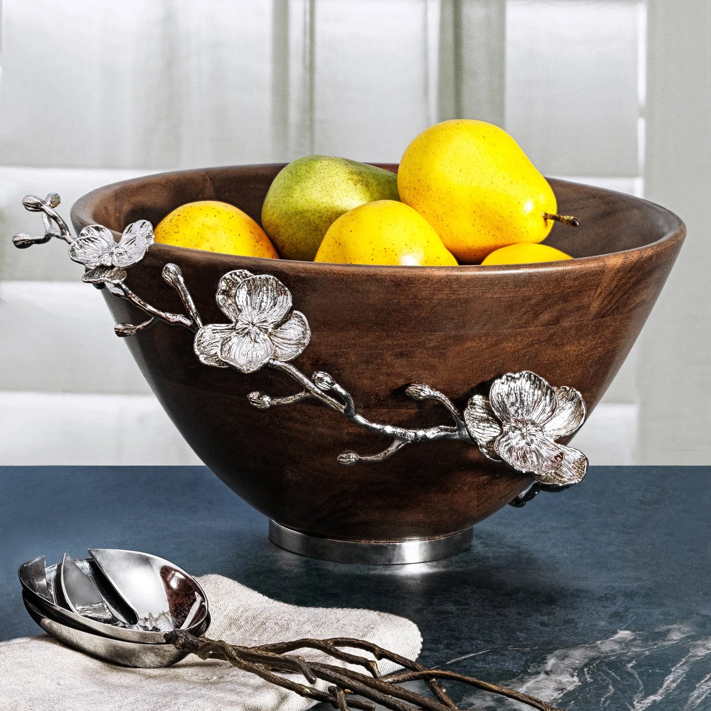 White Orchid Wood Salad Bowl