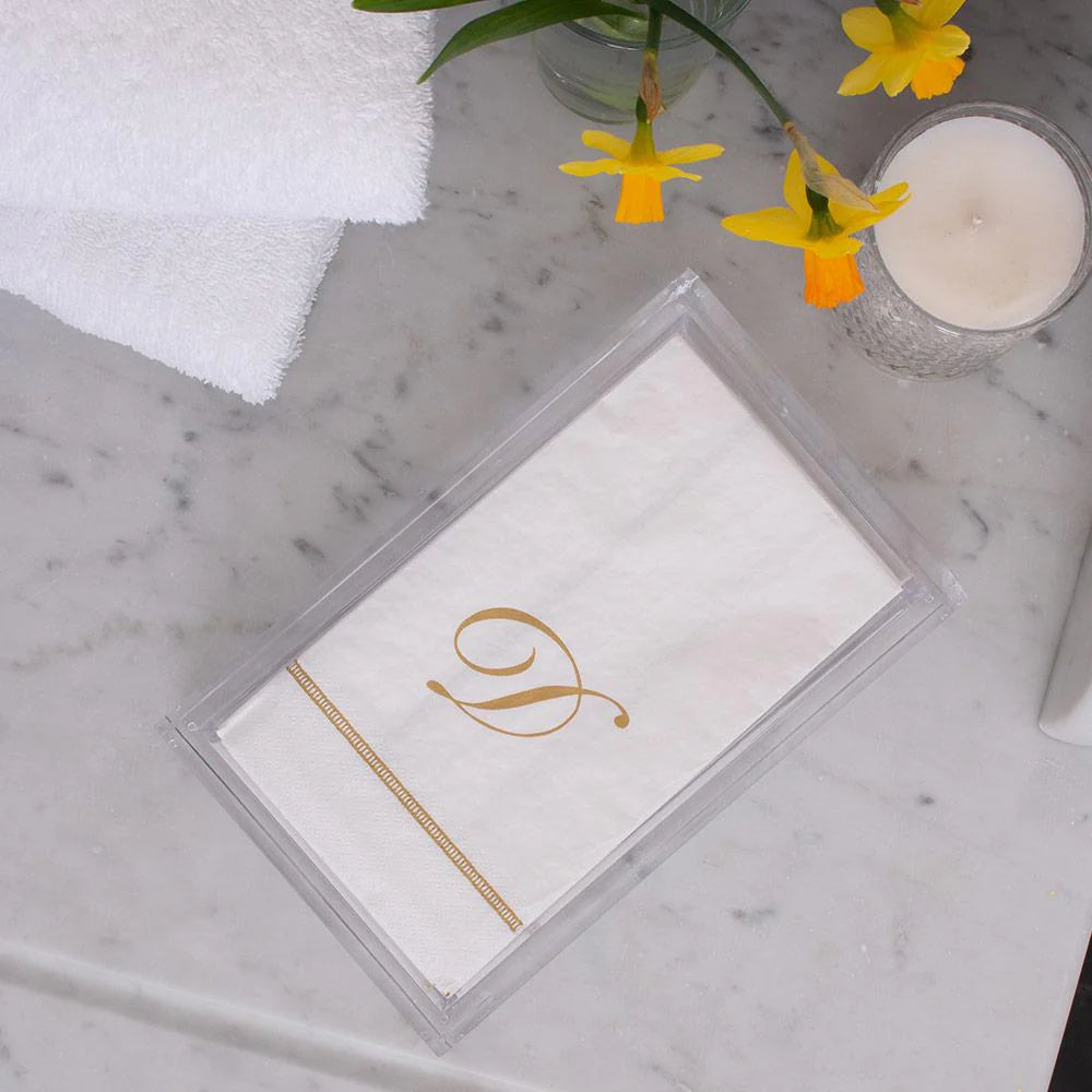 D Hemstitch Script Single Initial Paper Guest Towel Napkins - 15 Per Package