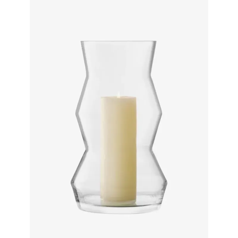 Sculpt Vase/Lantern Clear 14.25in