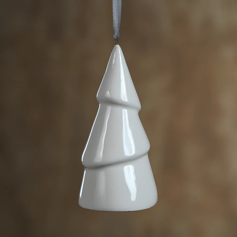 Ceramic White Tree Ornament - Design C