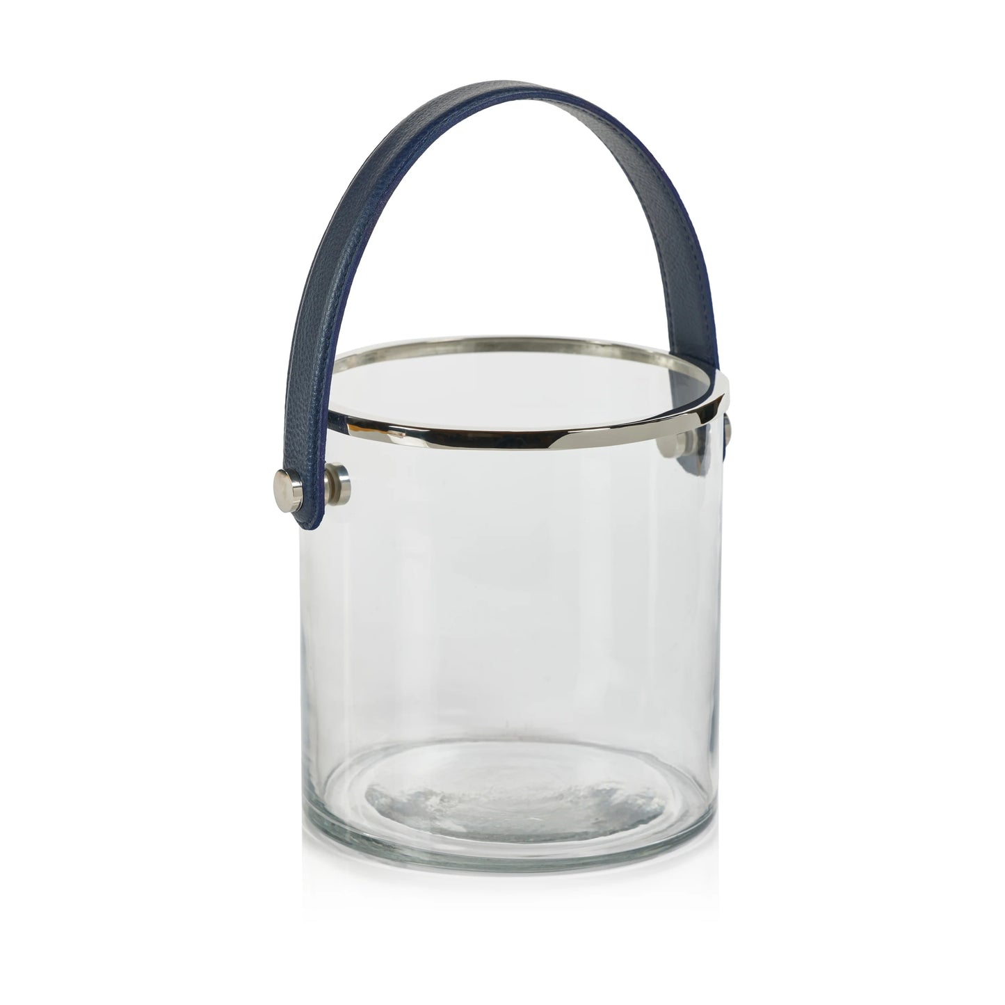 Laguna Glass, Nickel & Leather Ice Bucket