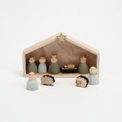 Flocked Nativity 9 Piece