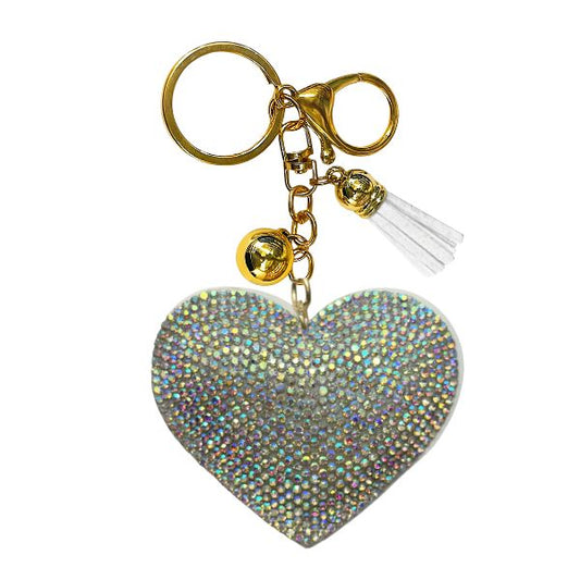 Silver Heart Crystal Bling Keychains