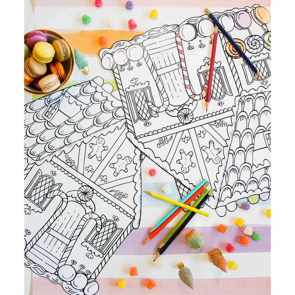 Die-cut Gingerbread House Coloring Placemat