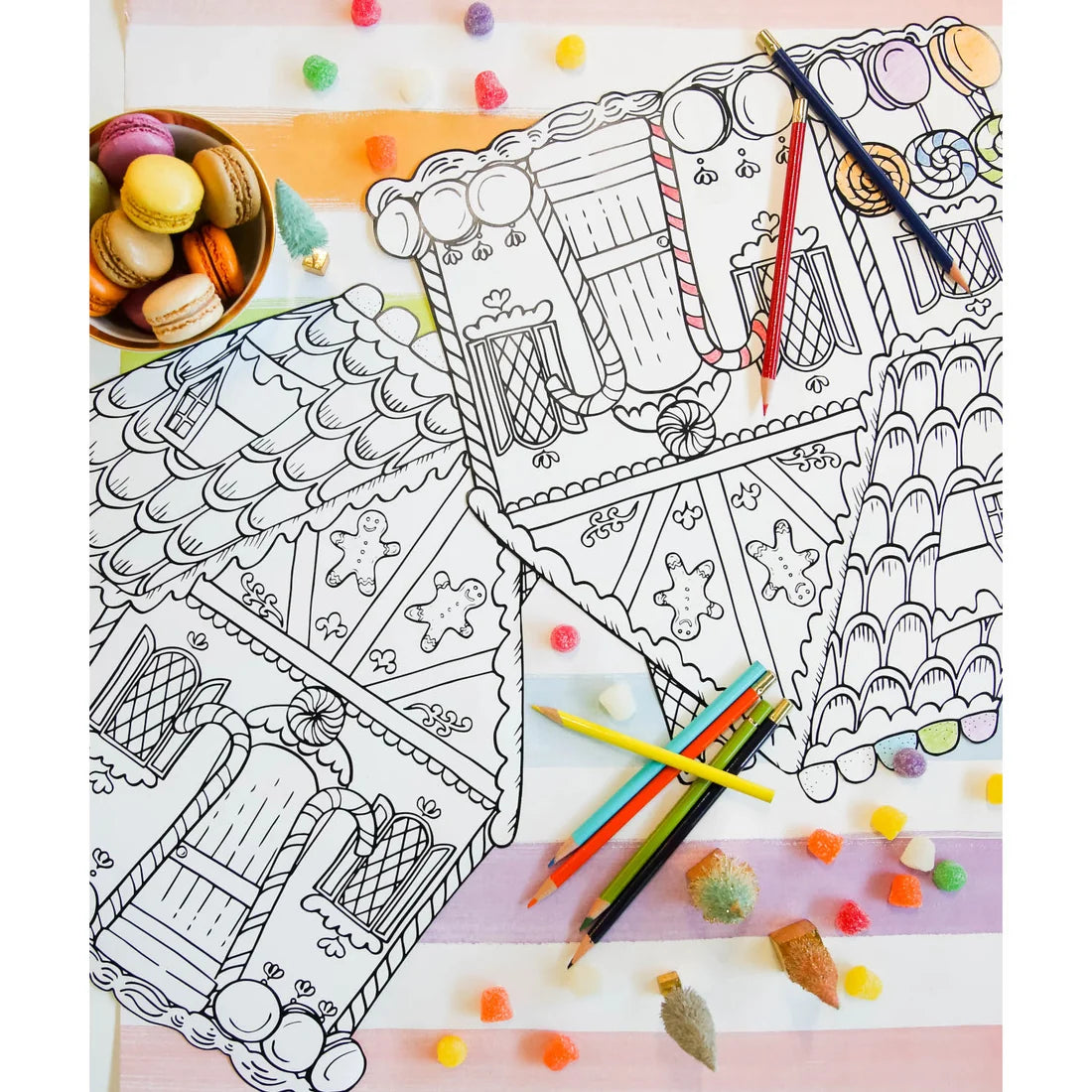 Die-cut Gingerbread House Coloring Placemat