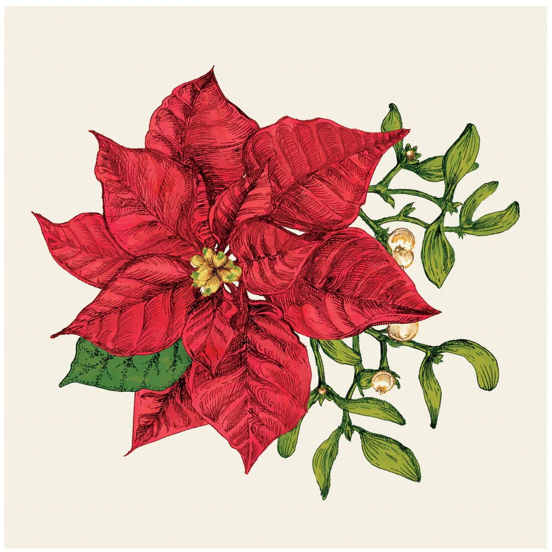 Poinsettia Cocktail Napkin