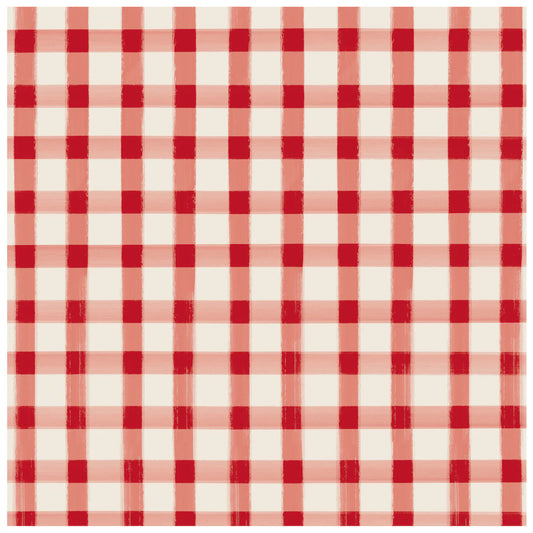 Red Painted Check Cocktail Napkins