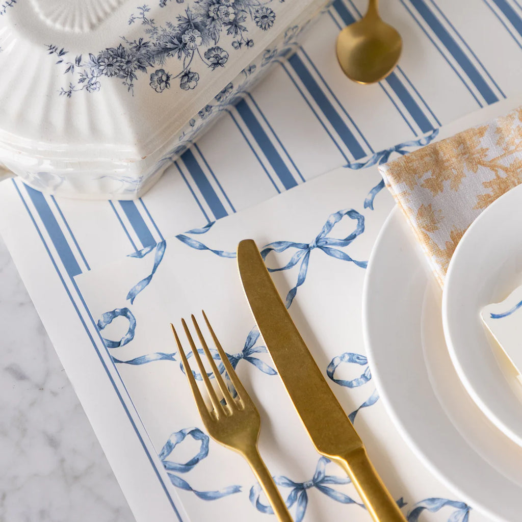 Cornflower Blue Linen Stripe Runner