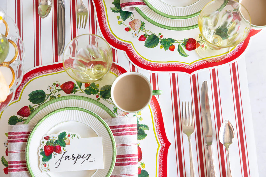 Red Linen Stripe Runner
