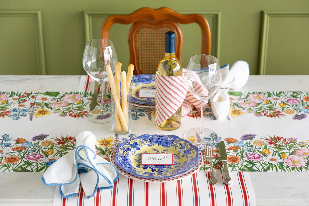 Red Linen Stripe Runner