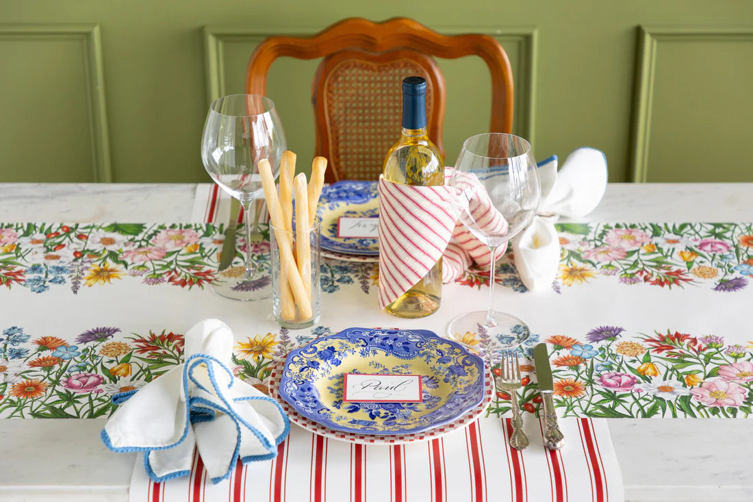 Red Linen Stripe Runner