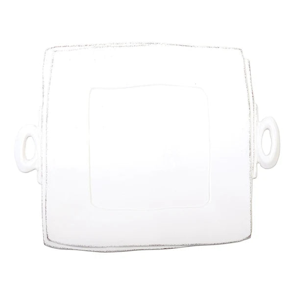 Lastra Handled Square Platter White