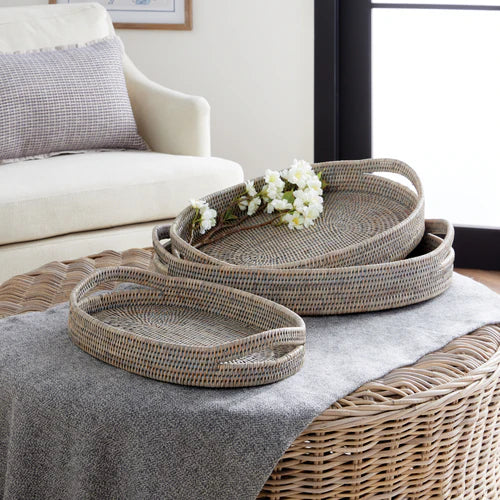 Burma Rattan Oval Serving Trays Set of 3