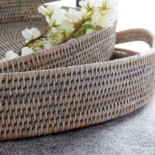 Burma Rattan Oval Serving Trays Set of 3