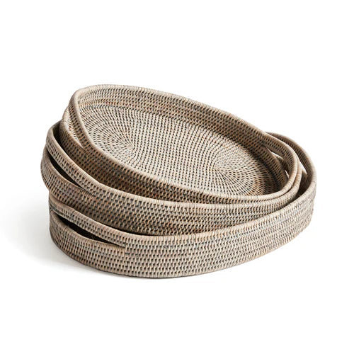Burma Rattan Oval Serving Trays Set of 3