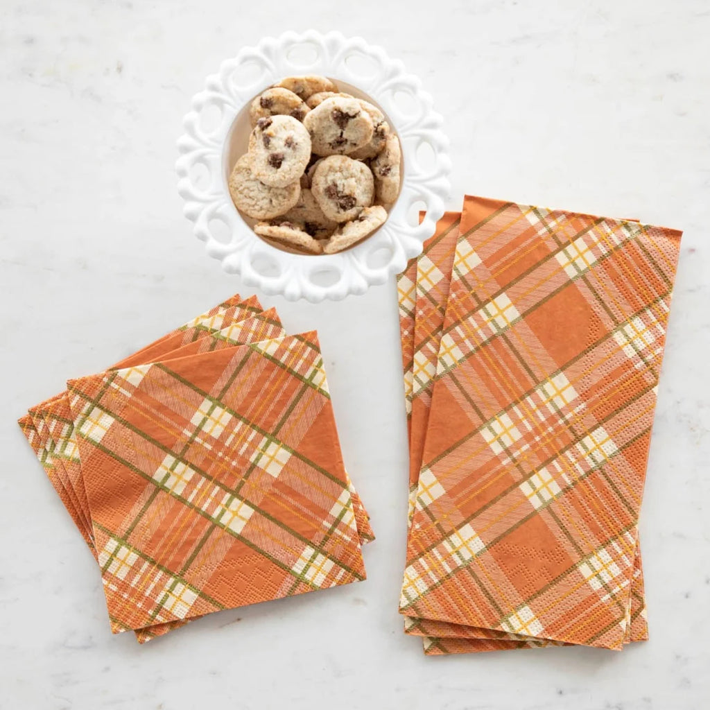 Orange Plaid Guest Napkins
